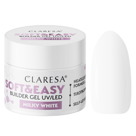 CLARESA Żel budujący do paznokci Soft&Easy MILKY WHITE - 45g - ŚREDNI