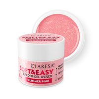 CLARESA Żel budujący do paznokci Soft&Easy GLIMMER PINK - 90g - DUŻY