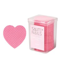 SAUTE NAILS Waciki bezpyłowe do paznokci RÓŻOWE Serduszka HEARTS - 200 sztuk