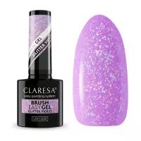 CLARESA Żel w butelce do paznokci BRUSH EASY GEL - GLITTER VIOLET - 5g