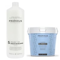 PROXIMUS Zestaw Rozjaśniacz do włosów SUPER BLONDE 9+ + Emulsja utleniająca oxydant 1,5%