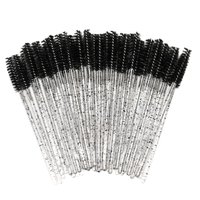 NAIL4U Szczoteczka do rzęs - Czarna z brokatem - 50 sztuk