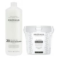 PROXIMUS Zestaw Rozjaśniacz do włosów FLASH BLONDE + Emulsja utleniająca oxydant 6%