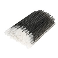 NAIL4U Aplikatory welurowe do błyszczyka - Czarne z brokatem - 50 sztuk