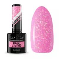CLARESA Żel w butelce do paznokci BRUSH EASY GEL - GLITTER PINK - 5g