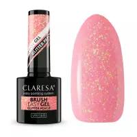 CLARESA Żel w butelce do paznokci BRUSH EASY GEL - GLITTER PEACH - 5g