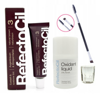 REFECTOCIL Henna żelowa BRĄZOWA 3 + Woda 3% w płynie + Pędzelek + Kieliszek