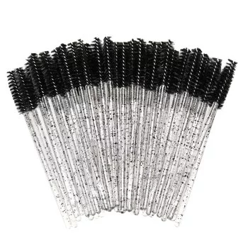 NAIL4U Szczoteczka do rzęs - Czarna z brokatem - 50 sztuk
