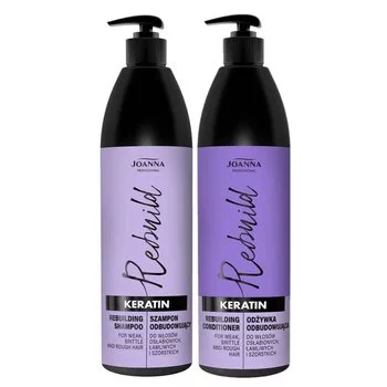 JOANNA Zestaw do włosów zniszczonych KERATIN 2x1000ml