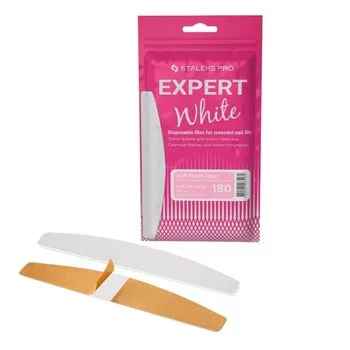 STALEKS Wymienne pilniki białe na bazie miękkiej do pilnika ŁÓDKA Półksiężyc EXPERT 40 #180 -  30 sztuk - DFE-40-180w
