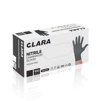CLARA Rękawiczki nitrylowe jednorazowe CZARNE/BLACK - M