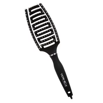 TERMICA Szczotka do rozczesywania włosów FLEX M EVO Nylon + Dzik - CZARNA