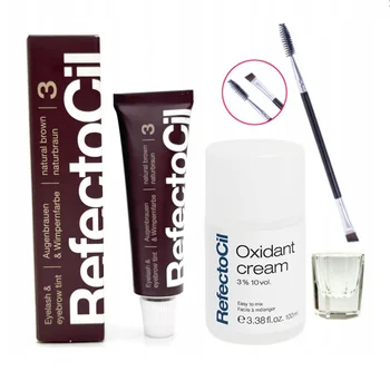 REFECTOCIL Henna żelowa BRĄZOWA 3 + Woda 3% w kremie + Pędzelek + Kieliszek