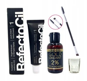 REFECTOCIL Henna żelowa CZARNA 1 + Woda Scandic Line 2% + Pędzelek + Kieliszek