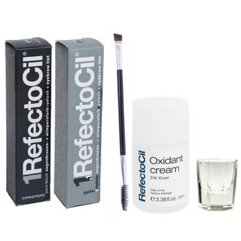 REFECTOCIL Henna Czarna + Grafitowa  + Woda w kremie 3% kieliszek pędzelek