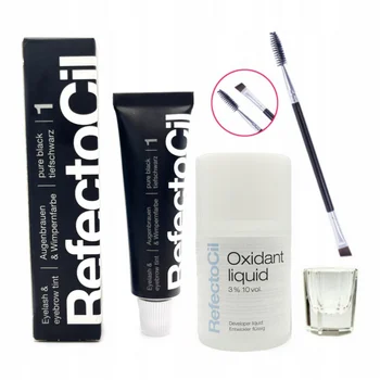 REFECTOCIL Henna żelowa CZARNA 1 + Woda 3% w płynie + Pędzelek + Kieliszek