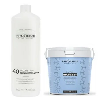 PROXIMUS Zestaw Rozjaśniacz do włosów SUPER BLONDE 9+ + Emulsja utleniająca oxydant 12%