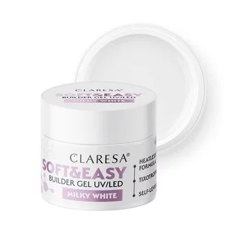 CLARESA Żel budujący do paznokci Soft&Easy MILKY WHITE - 45g - ŚREDNI