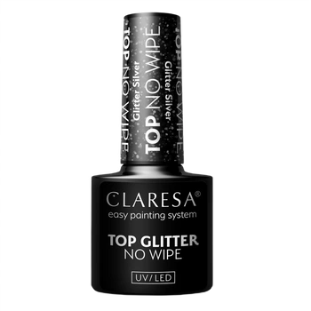 CLARESA Top hybrydowy GLITTER SILVER No Wipe - 5g