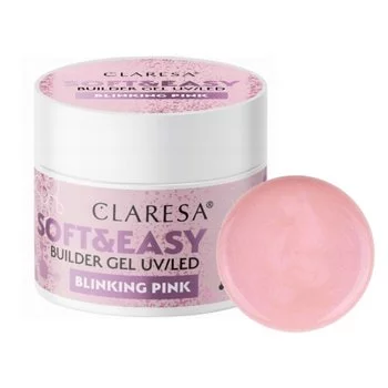 CLARESA Żel budujący do paznokci Soft&Easy BLINKING PINK - 45g - ŚREDNI